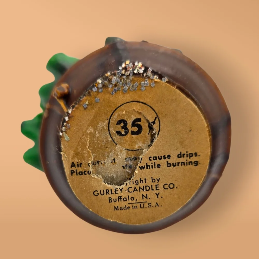 MCM Vintage Gurley Novelty Christmas Oak Leaves Acorn Candle